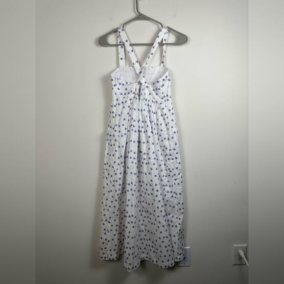 Tuckernuck Floral Midi Dress w/ Pockets, Size S, White Blue Red - Picture 4 of 9